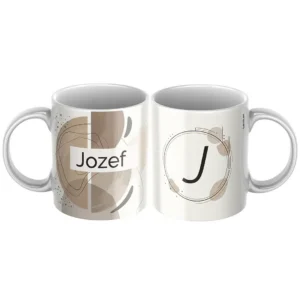 Keramický hrnček s menom Jozef a zemito-abstraktným motívom